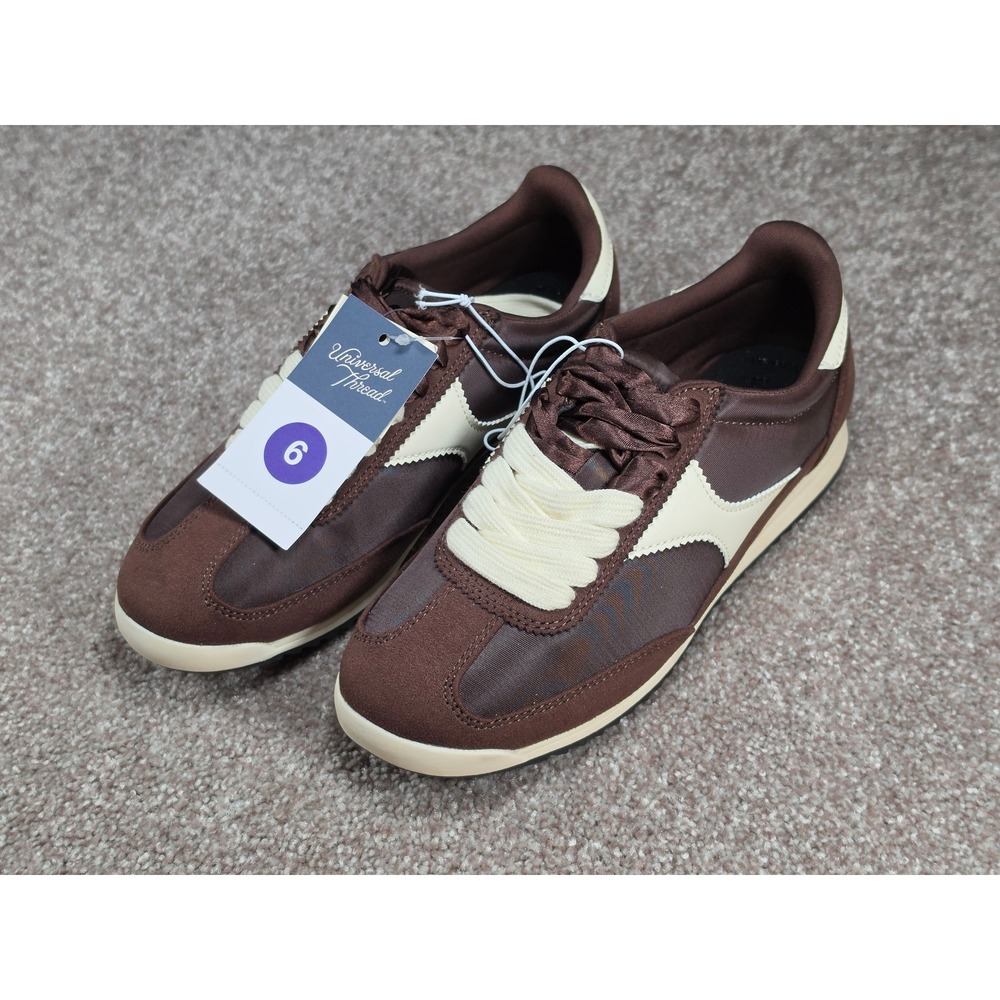 Universal Thread Skyler Brown Cream Satin Ribbon Lace Jogger Sneakers Womens 6